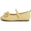 imageFEVERSOLE Girls Cute Dress Mary Jane Shoes Soft Party Holiday Ballet FlatsYellow Patent Vegan Leather Bow Tie Loop Maryjane