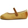 imageFEVERSOLE Girls Cute Dress Mary Jane Shoes Soft Party Holiday Ballet FlatsYellow Velvet Loop Maryjane