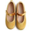 imageFEVERSOLE Girls Cute Dress Mary Jane Shoes Soft Party Holiday Ballet FlatsYellow Velvet Loop Maryjane