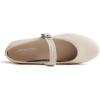 imageFEVERSOLE Womens Soft Cushion Extra Padded Comfort Round Toe Mary Jane Metal Buckle Fashion Ballet Flats Walking ShoesBeige Canvas Mary Jane