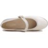 imageFEVERSOLE Womens Soft Cushion Extra Padded Comfort Round Toe Mary Jane Metal Buckle Fashion Ballet Flats Walking ShoesBeige Satin Mary Jane