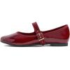 imageFEVERSOLE Womens Soft Cushion Extra Padded Comfort Round Toe Mary Jane Metal Buckle Fashion Ballet Flats Walking ShoesBurgundy Patent Mary Jane
