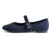 imageFEVERSOLE Womens Soft Cushion Extra Padded Comfort Round Toe Mary Jane Metal Buckle Fashion Ballet Flats Walking ShoesNavy Blue Canvas Mary Jane