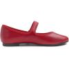 imageFEVERSOLE Womens Soft Cushion Extra Padded Comfort Round Toe Mary Jane Metal Buckle Fashion Ballet Flats Walking ShoesRetro Red Vegan Leather Mary Jane With Canvas Lining