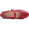 imageFEVERSOLE Womens Soft Cushion Extra Padded Comfort Round Toe Mary Jane Metal Buckle Fashion Ballet Flats Walking ShoesRetro Red Vegan Leather Mary Jane With Canvas Lining