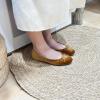 imageFEVERSOLE Womens Ultra Soft Colorful Memory Foam Cushioned Faux Suede Home Ballet FlatsCamel Velvet Fur Lined