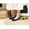 imageFEVERSOLE Womens Ultra Soft Colorful Memory Foam Cushioned Faux Suede Home Ballet FlatsNavy Blue Velvet Fur Lined
