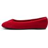 imageFEVERSOLE Womens Ultra Soft Colorful Memory Foam Cushioned Faux Suede Home Ballet FlatsRed Velvet