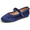 imageFEVERSOLE Girls Cute Dress Mary Jane Shoes Soft Party Holiday Ballet FlatsNavy Velvet Loop Maryjane