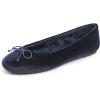 imageFEVERSOLE Womens Ultra Soft Colorful Memory Foam Cushioned Faux Suede Home Ballet FlatsNavy Blue Velvet Fur Lined