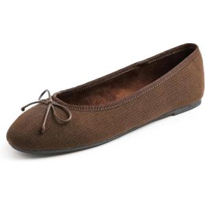 imageFEVERSOLE Womens Ultra Soft Colorful Memory Foam Cushioned Faux Suede Home Ballet FlatsBrown Corduroy