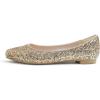 image:imageFEVERSOLE Womens Fashion Pointed Toe Classic Dressy Shiny Comfort Cushioned FlatsGlitter Gold