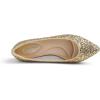 image:imageFEVERSOLE Womens Fashion Pointed Toe Classic Dressy Shiny Comfort Cushioned FlatsGlitter Gold