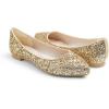 image:imageFEVERSOLE Womens Fashion Pointed Toe Classic Dressy Shiny Comfort Cushioned FlatsGlitter Gold