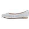 image:imageFEVERSOLE Womens Fashion Pointed Toe Classic Dressy Shiny Comfort Cushioned FlatsGlitter Ice Silver