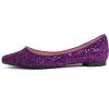 image:imageFEVERSOLE Womens Fashion Pointed Toe Classic Dressy Shiny Comfort Cushioned FlatsGlitter Purple