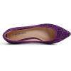 image:imageFEVERSOLE Womens Fashion Pointed Toe Classic Dressy Shiny Comfort Cushioned FlatsGlitter Purple