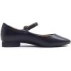 image:imageFEVERSOLE Womens Mary Jane Fashion Square Toe Padded Ankle Low Heel Slip On FlatsSq Maryjane Black Vegan Leather