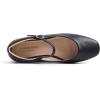 image:imageFEVERSOLE Womens Mary Jane Fashion Square Toe Padded Ankle Low Heel Slip On FlatsSq Maryjane Black Vegan Leather