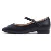 image:imageFEVERSOLE Womens Mary Jane Fashion Square Toe Padded Ankle Low Heel Slip On FlatsSq Maryjane Black Vegan Leather