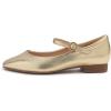 image:imageFEVERSOLE Womens Mary Jane Fashion Square Toe Padded Ankle Low Heel Slip On FlatsSq Maryjane Gold Vegan Leather