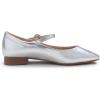 image:imageFEVERSOLE Womens Mary Jane Fashion Square Toe Padded Ankle Low Heel Slip On FlatsSq Maryjane Silver Vegan Leather
