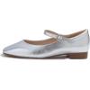 image:imageFEVERSOLE Womens Mary Jane Fashion Square Toe Padded Ankle Low Heel Slip On FlatsSq Maryjane Silver Vegan Leather