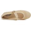 image:imageFEVERSOLE Womens Soft Breathable Mary Jane Memory Foam Cushioned Comfort Round Toe Metal Buckle Flats Walking ShoesBeige Knit Mary Jane With Round Buckle