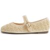 image:imageFEVERSOLE Womens Soft Breathable Mary Jane Memory Foam Cushioned Comfort Round Toe Metal Buckle Flats Walking ShoesBeige Raffia Mary Jane With Round Buckle