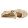 image:imageFEVERSOLE Womens Soft Breathable Mary Jane Memory Foam Cushioned Comfort Round Toe Metal Buckle Flats Walking ShoesBeige Raffia Mary Jane With Round Buckle