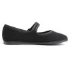 image:imageFEVERSOLE Womens Soft Breathable Mary Jane Memory Foam Cushioned Comfort Round Toe Metal Buckle Flats Walking ShoesBlack Corduroy Mary Jane With Round Buckle