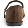 image:imageFEVERSOLE Womens Soft Breathable Mary Jane Memory Foam Cushioned Comfort Round Toe Metal Buckle Flats Walking ShoesBrown Corduroy Fur Lined Mary Jane With Round Buckle