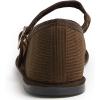 image:imageFEVERSOLE Womens Soft Breathable Mary Jane Memory Foam Cushioned Comfort Round Toe Metal Buckle Flats Walking ShoesBrown Corduroy Mary Jane With Round Buckle