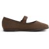 image:imageFEVERSOLE Womens Soft Breathable Mary Jane Memory Foam Cushioned Comfort Round Toe Metal Buckle Flats Walking ShoesBrown Corduroy Mary Jane With Round Buckle