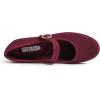 image:imageFEVERSOLE Womens Soft Breathable Mary Jane Memory Foam Cushioned Comfort Round Toe Metal Buckle Flats Walking ShoesBurgundy Corduroy Fur Lined Mary Jane With Round Buckle