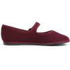 image:imageFEVERSOLE Womens Soft Breathable Mary Jane Memory Foam Cushioned Comfort Round Toe Metal Buckle Flats Walking ShoesBurgundy Corduroy Fur Lined Mary Jane With Round Buckle