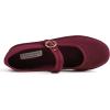 image:imageFEVERSOLE Womens Soft Breathable Mary Jane Memory Foam Cushioned Comfort Round Toe Metal Buckle Flats Walking ShoesBurgundy Corduroy Mary Jane With Round Buckle