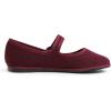 image:imageFEVERSOLE Womens Soft Breathable Mary Jane Memory Foam Cushioned Comfort Round Toe Metal Buckle Flats Walking ShoesBurgundy Corduroy Mary Jane With Round Buckle