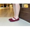 image:imageFEVERSOLE Womens Soft Breathable Mary Jane Memory Foam Cushioned Comfort Round Toe Metal Buckle Flats Walking ShoesBurgundy Corduroy Mary Jane With Round Buckle
