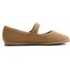 image:imageFEVERSOLE Womens Soft Breathable Mary Jane Memory Foam Cushioned Comfort Round Toe Metal Buckle Flats Walking ShoesCamel Corduroy Mary Jane With Round Buckle