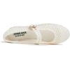image:imageFEVERSOLE Womens Soft Breathable Mary Jane Memory Foam Cushioned Comfort Round Toe Metal Buckle Flats Walking ShoesCream White Knit Mary Jane With Round Buckle