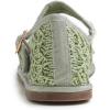 image:imageFEVERSOLE Womens Soft Breathable Mary Jane Memory Foam Cushioned Comfort Round Toe Metal Buckle Flats Walking ShoesGreen Raffia Mary Jane With Round Buckle
