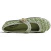 image:imageFEVERSOLE Womens Soft Breathable Mary Jane Memory Foam Cushioned Comfort Round Toe Metal Buckle Flats Walking ShoesGreen Raffia Mary Jane With Round Buckle