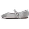 image:imageFEVERSOLE Womens Soft Breathable Mary Jane Memory Foam Cushioned Comfort Round Toe Metal Buckle Flats Walking ShoesSilver Mesh Mary Jane With Round Buckle