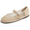 Beige Mesh Mary Jane With Round Buckle