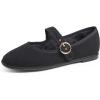 Black Corduroy Fur Lined Mary Jane With Round Buckle