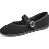 Black Corduroy Mary Jane With Round Buckle