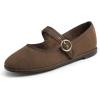 Brown Corduroy Mary Jane With Round Buckle