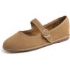 Camel Corduroy Mary Jane With Round Buckle