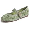 Green Raffia Mary Jane With Round Buckle